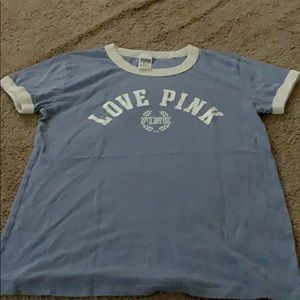 purple VS pink tshirt with logo on front